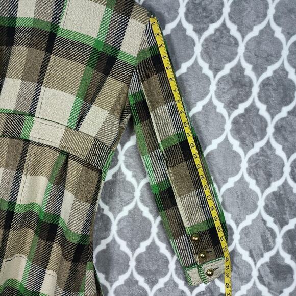 Me Jane Peacoat Jacket Womens Medium Belted Double Breasted Wool Blend Plaid - Picture 8 of 12